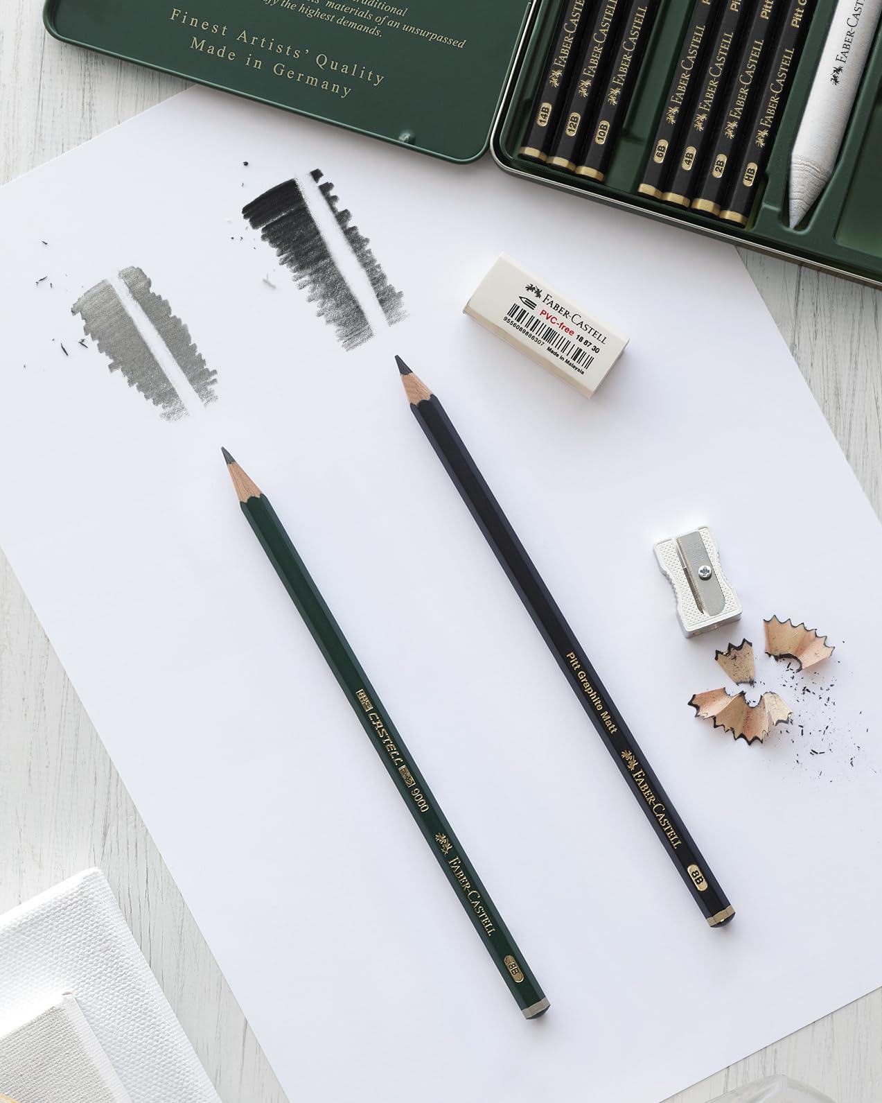 Faber-Castell 3 Count Pitt Graphite Matte Tin - 10B, 12B, 14B - Matte Black Graphite Pencils - Image 3