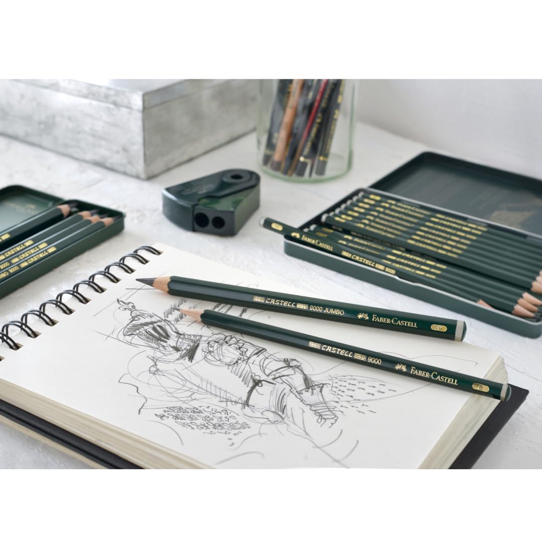 Faber-Castell 5 Piece Quality Water-Soluble Graphite Aquarelle Pencils in a Tin, Including HB, 2B, 4B, 6B and 8B, Grey - Image 4