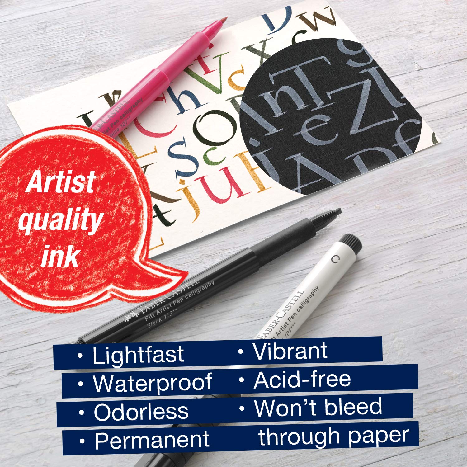 Faber-Castell Calligraphy Pitt Artist Pen Set - 6 Subtle Toned Calligraphy Pens - Image 3