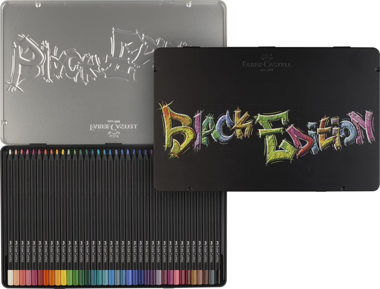 Faber-Castell Colouring Pencils Black Edition, tin of 36 tin of 12 - Image 10