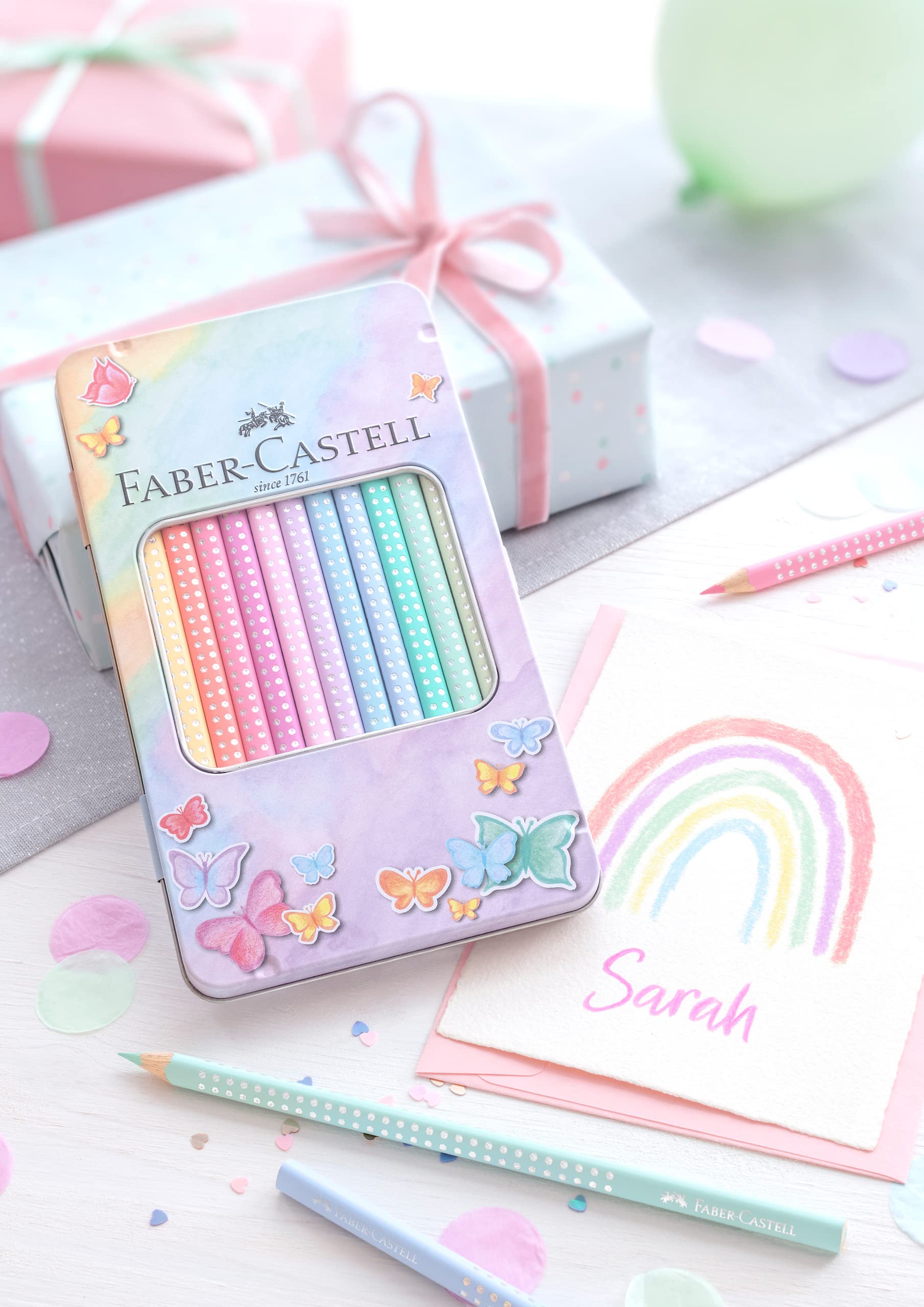 Faber-Castell Colouring Pencils Sparkle Pastel Pack of 12 Metal Case tin of 12 - Image 5