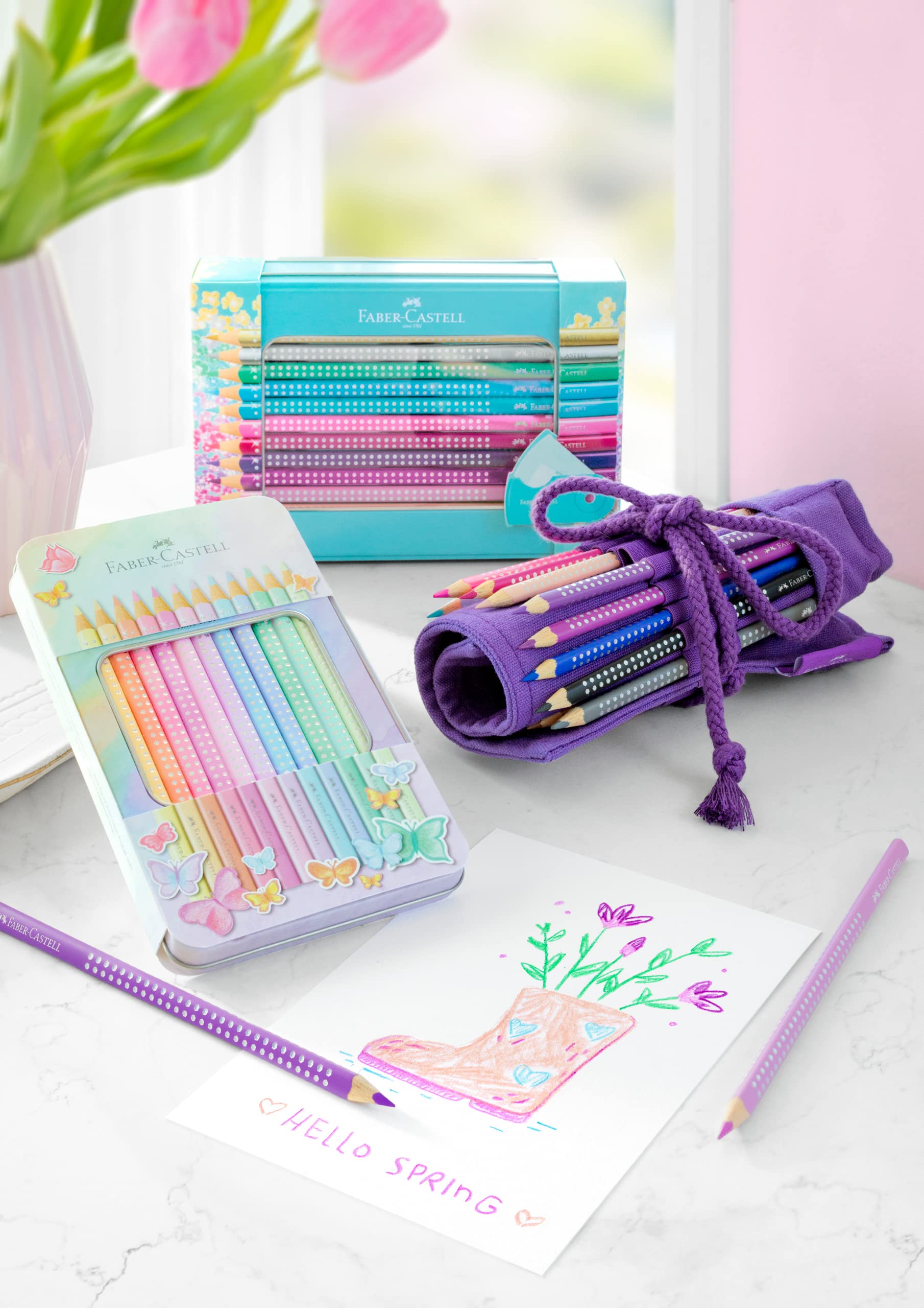 Faber-Castell Colouring Pencils Sparkle Pastel Pack of 12 Metal Case tin of 12 - Image 7