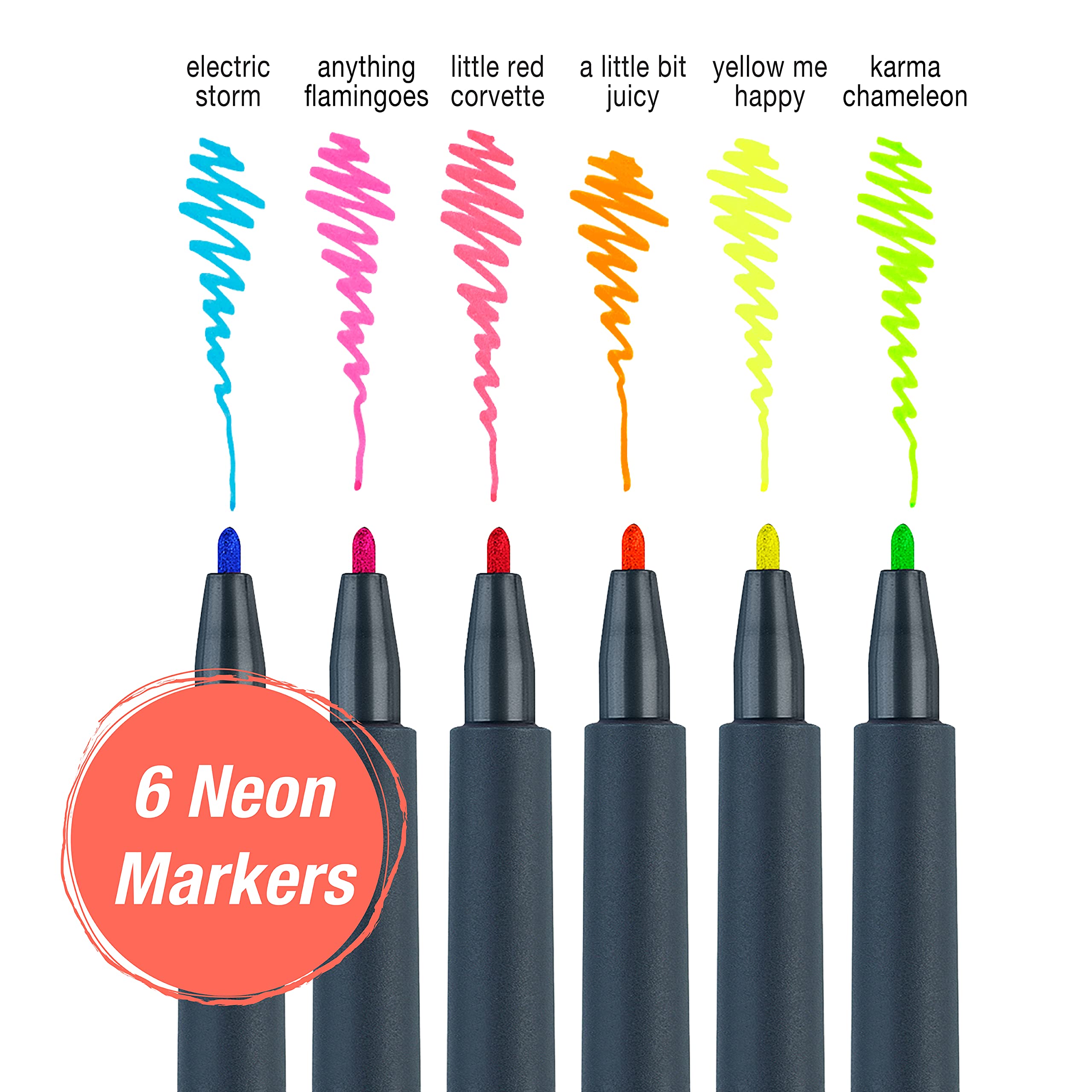 Faber-Castell Creative Markers, 6 Neon Colors: Multi-Surface Paint Pen Markers, Neon Fluorescent Colors Glows Under Black Light - Image 5