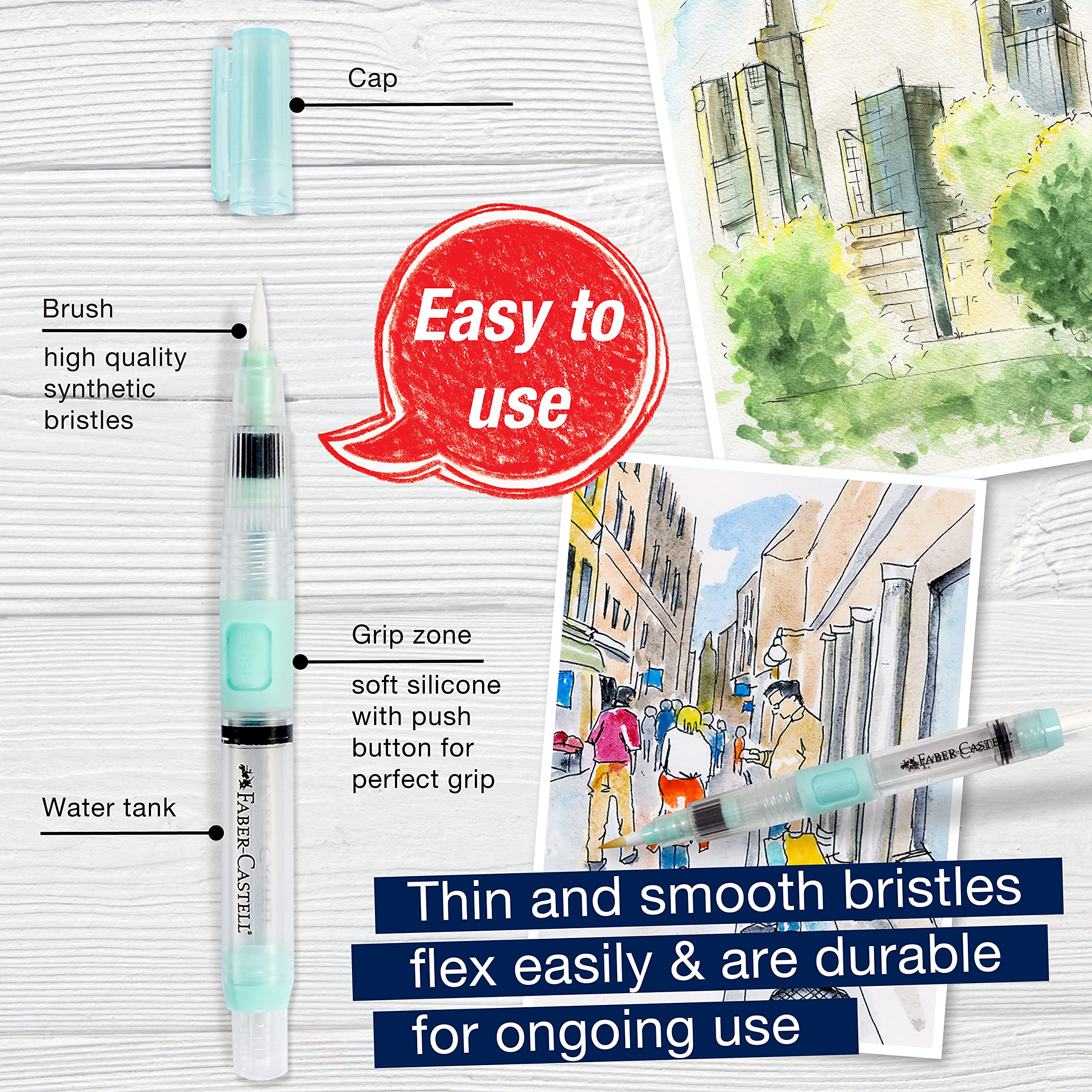 Faber-Castell Design Memory Craft FBR770306 mm Deluxe Water Brush, Clear - Image 5