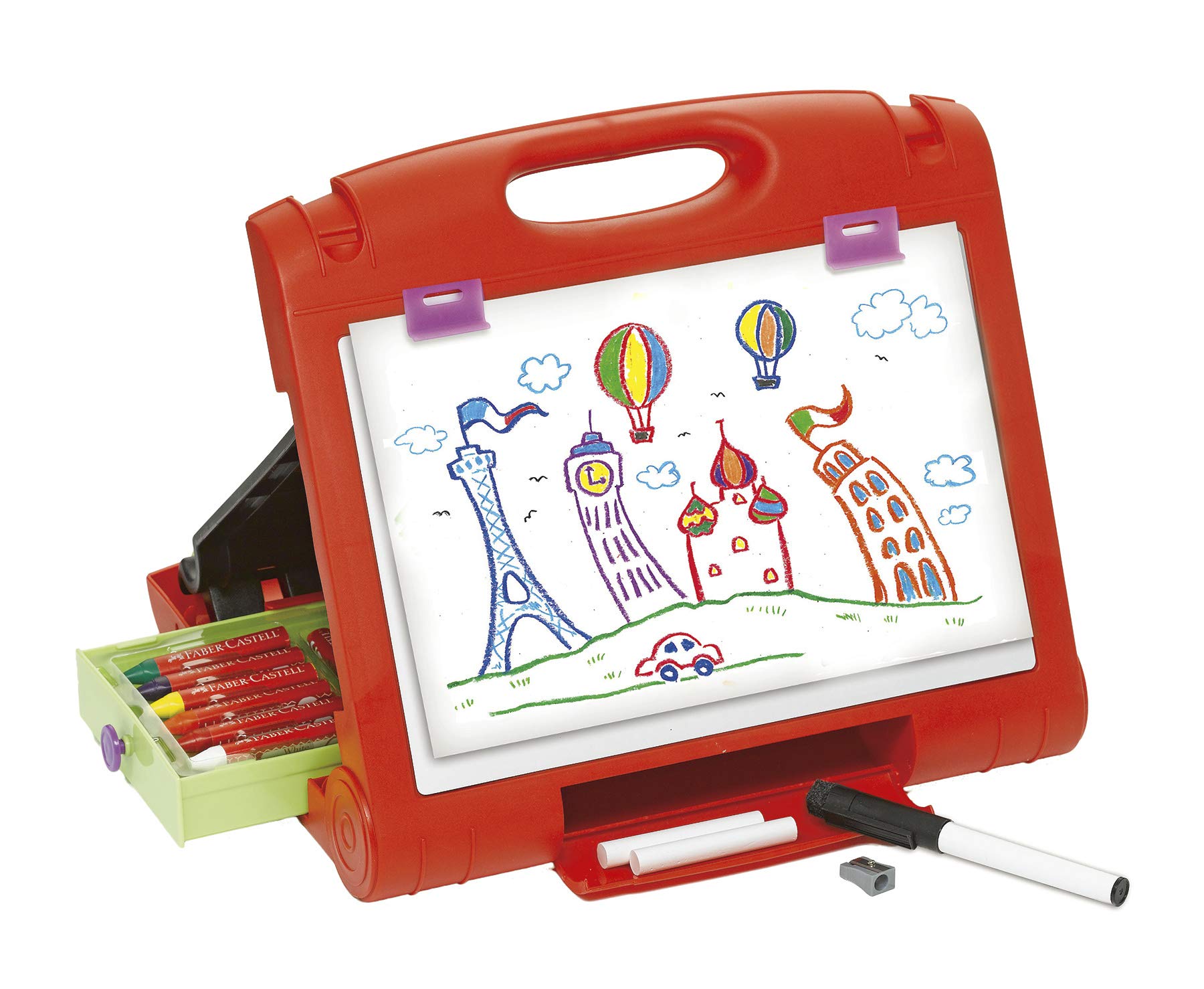 Faber-Castell Do-Art 3-in-1 Travel Easel - 30 Piece Tabletop Easel for Kids with Art Supplies, Multicolor - Image 5