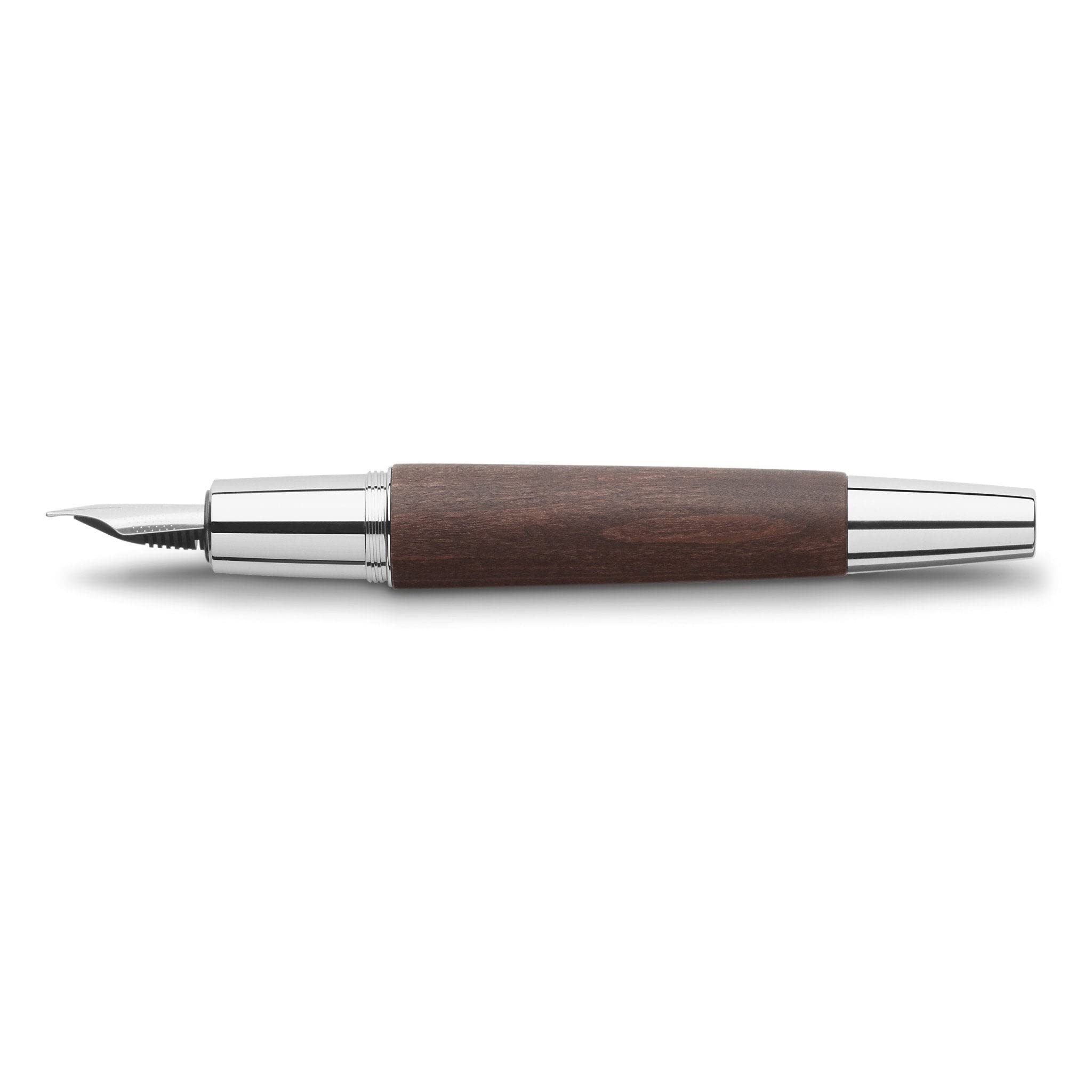 Faber-Castell e-motion Fountain Pen, Wood and Chrome Dark Brown - Medium - Image 4