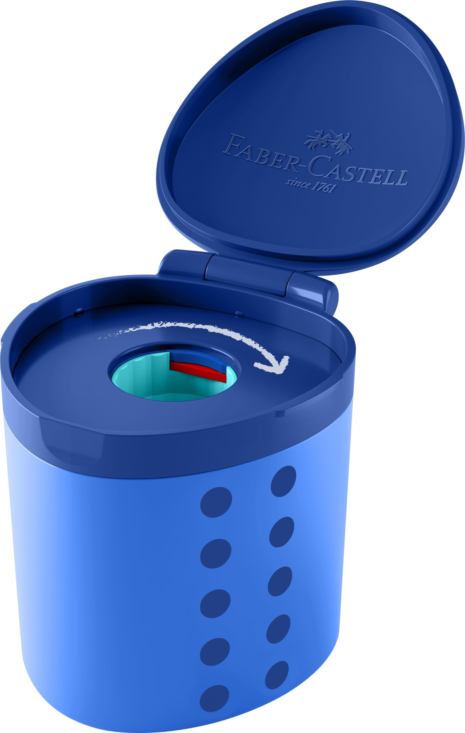 Faber-Castell Grippy 181793 Sharpener with Cutting Protection, Blue Sharpener with Container - Image 3