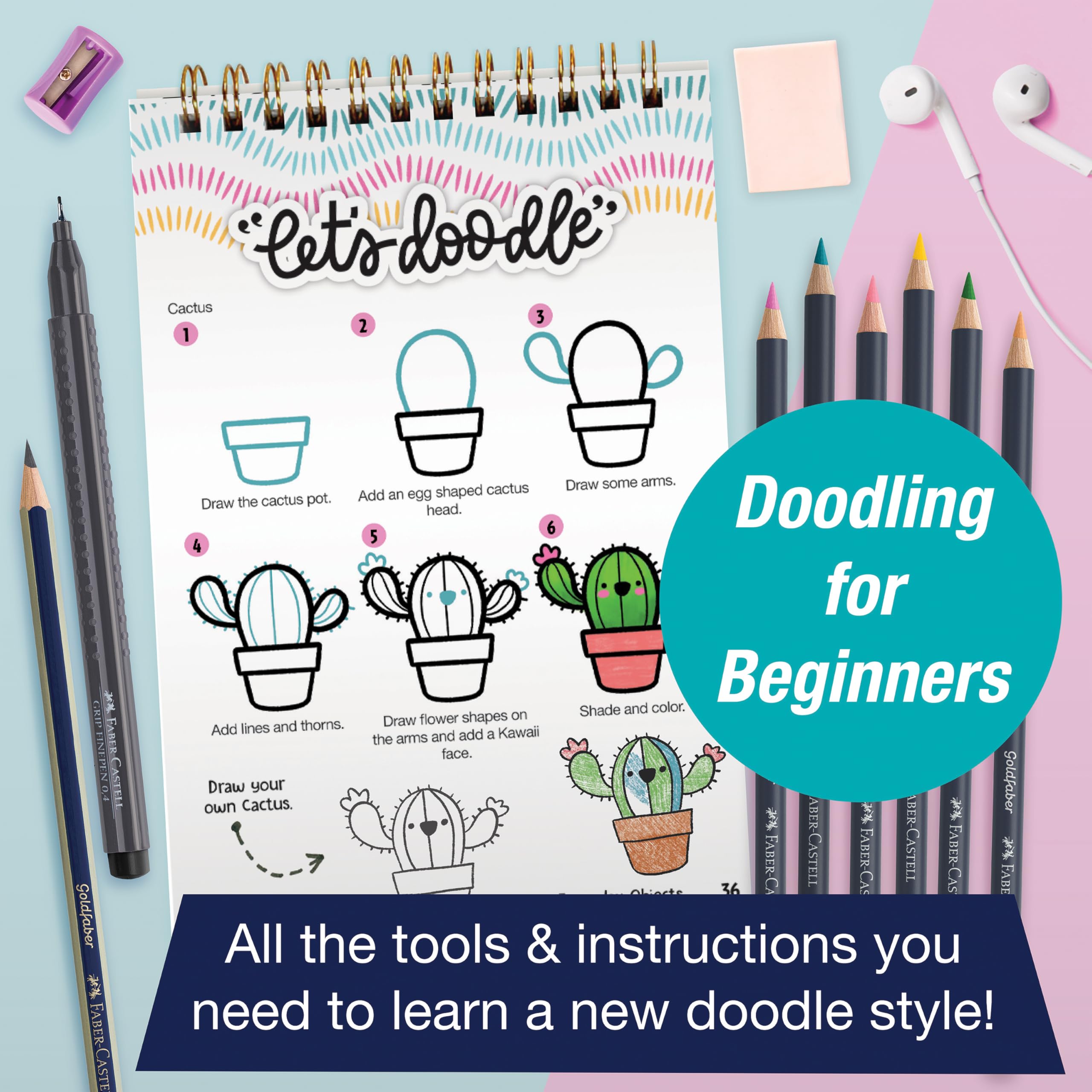 Faber-Castell Learn to Draw Kawaii World: Drawing Kit with Goldfaber Colored Pencils, 100+ Activities, Stickers & Supplies, Screen-Free Art Gift for Kids, Tweens & Beginners (Ages 8+) - Image 3