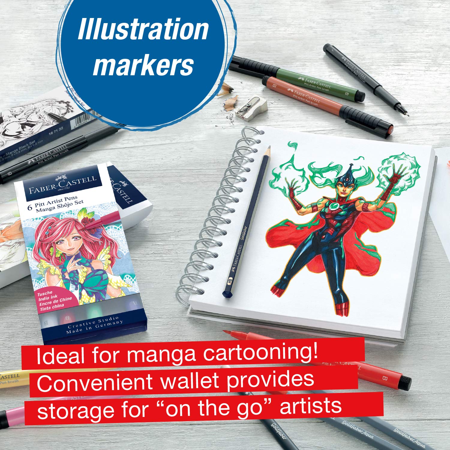 Faber-Castell PITT Artist Pen Manga Drawing Set 167132 - Image 3