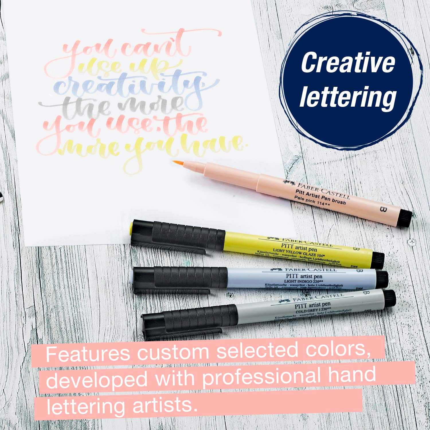 Faber-Castell Pitt Artist Pens - Brush Lettering - 4 Pastel Colors - Image 5