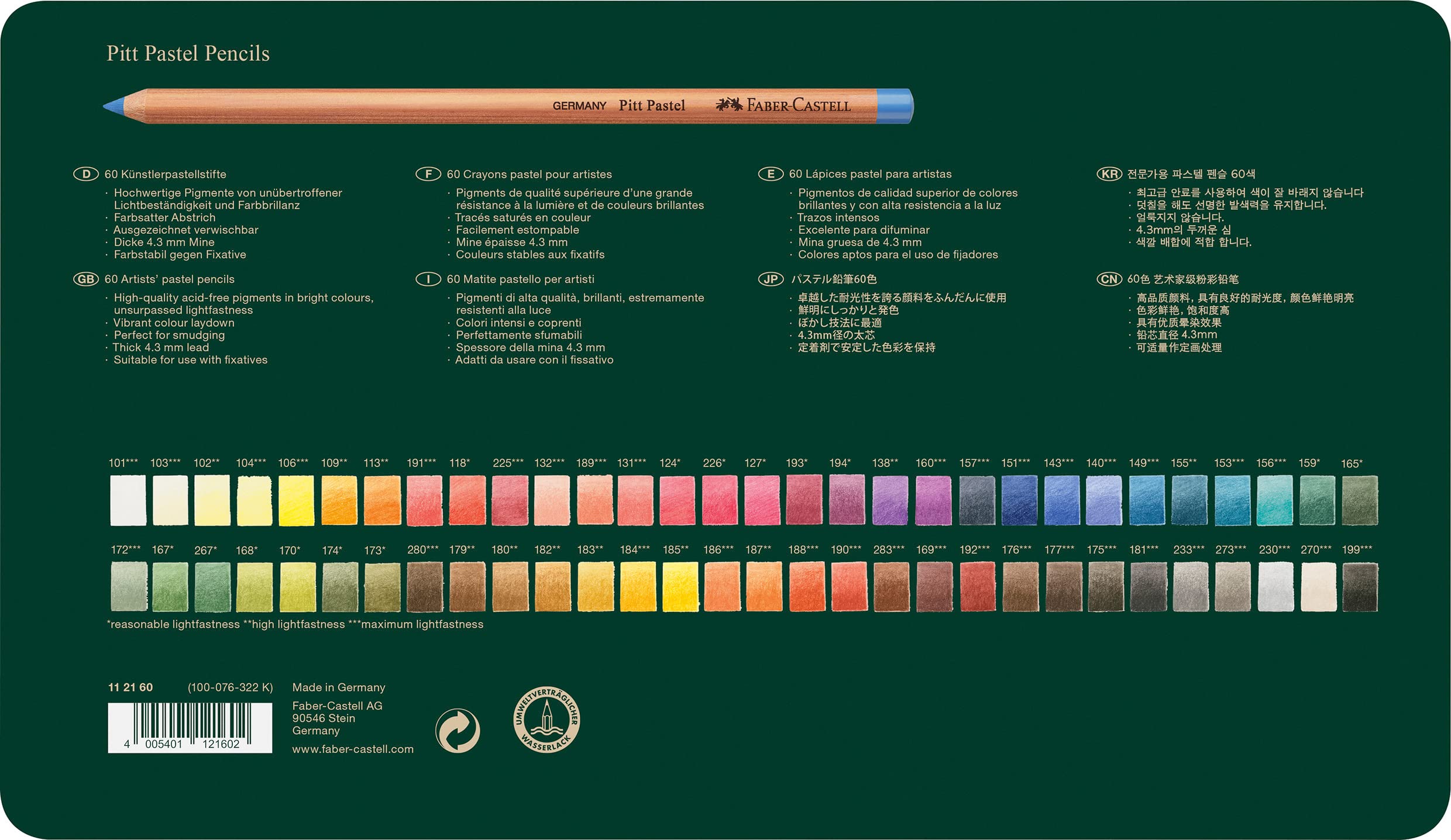 Faber-Castell Pitt® Pastel Pencils - Tin of 60 - Image 5