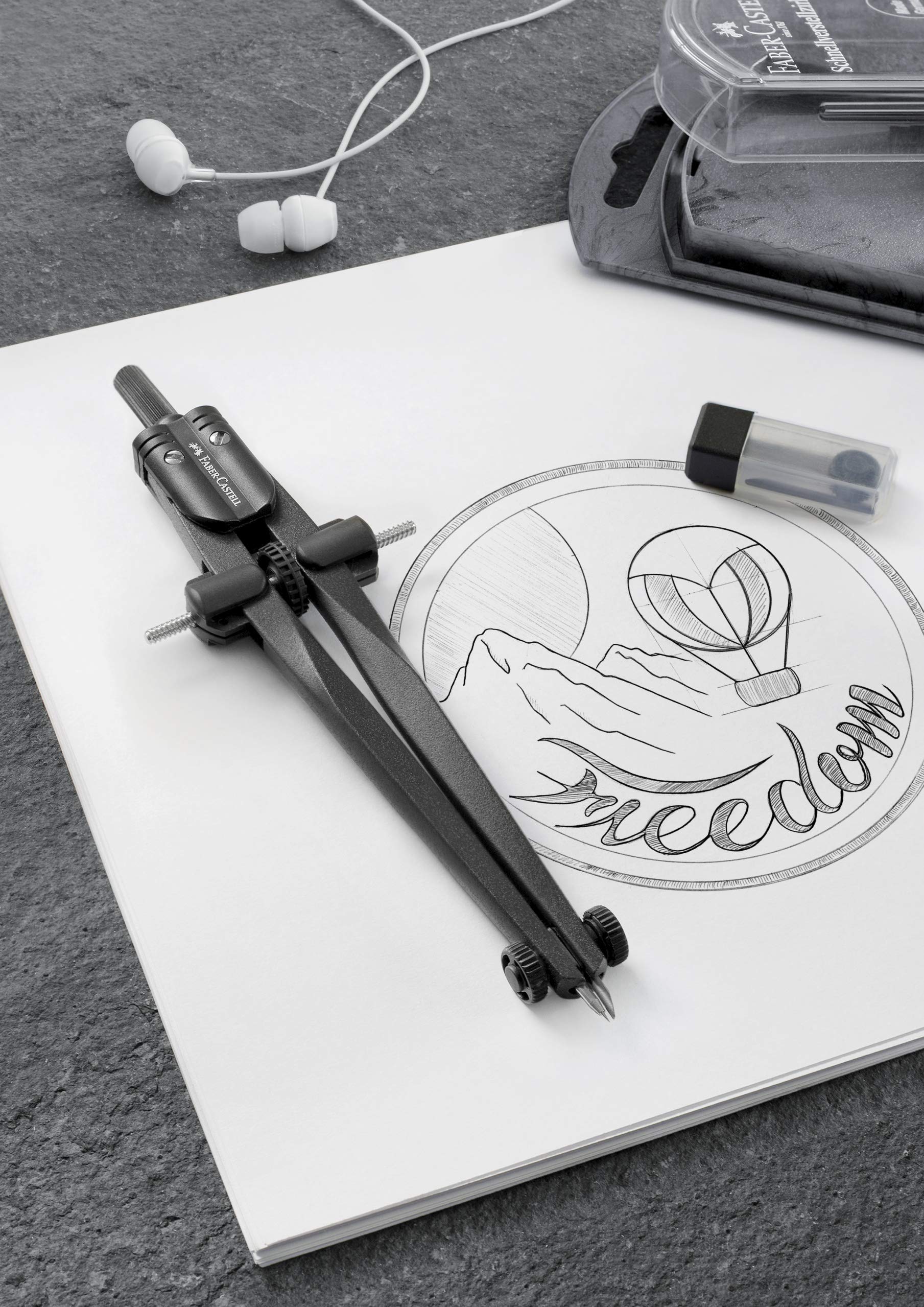 Faber-Castell Stream Quick-Set Compass - Black Stone, 174530 - Image 5