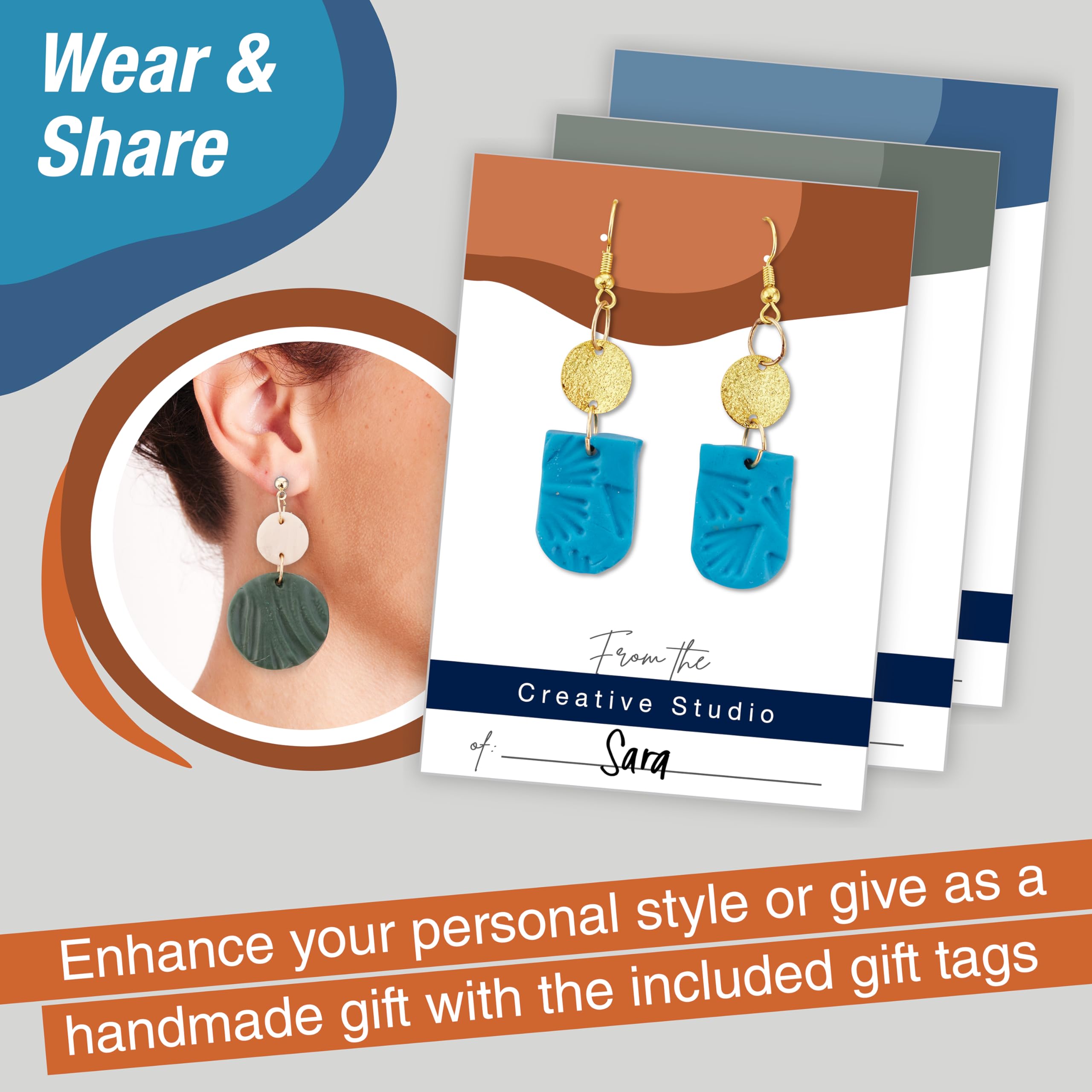 Faber-Castell Texture Clay Earring Making Kit: Create 3 Polymer Clay Earrings, Gifts for Mom, Crafts for Teens, Hobbies for Women and DIY Kits for Adults (Ages 14+) - Image 6