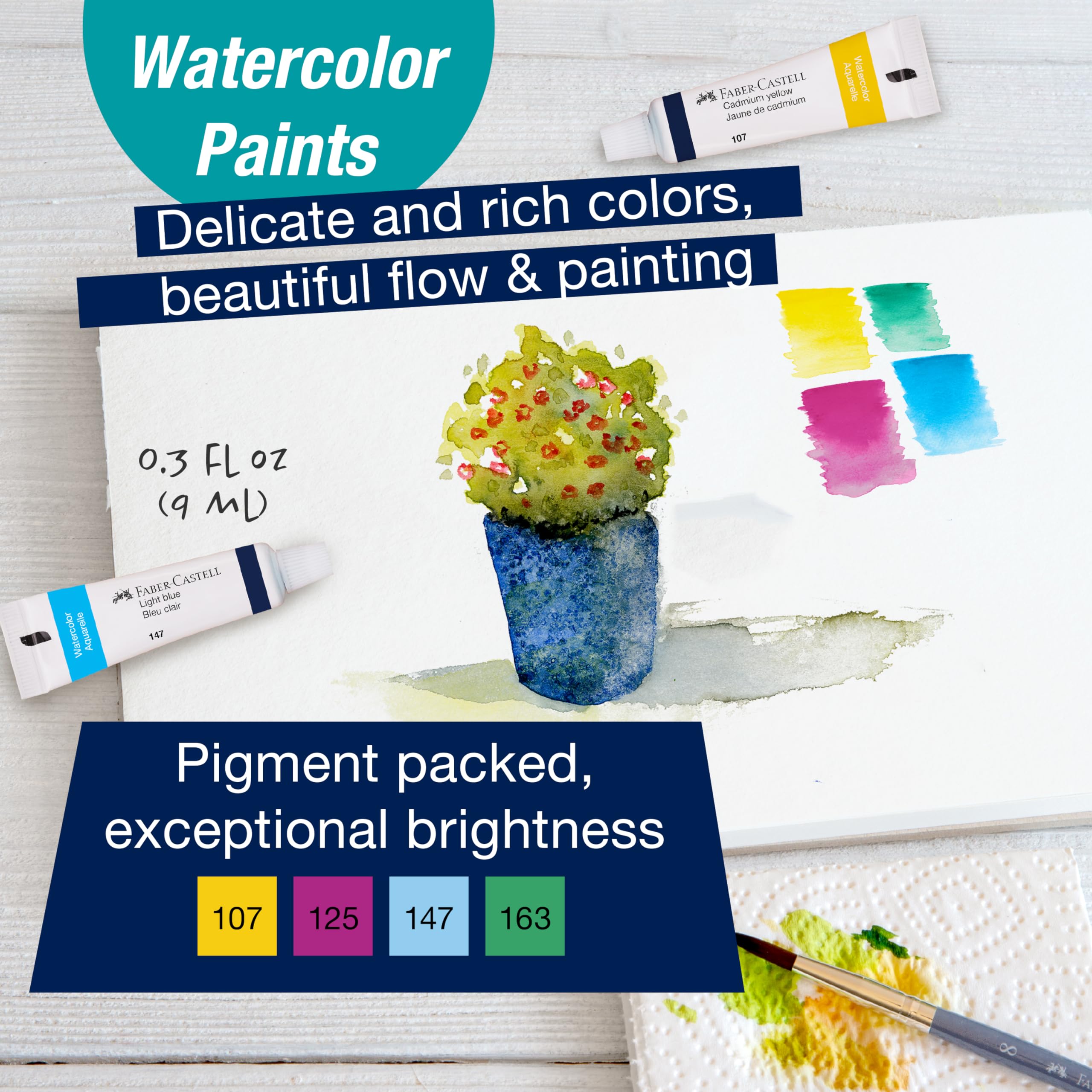 Faber-Castell Try It Box: Wet Mediums, 13 Piece Watercolor Art Set including Watercolor Pencils & Paint, Water Brush Pen and Paint Water Cup - Image 7