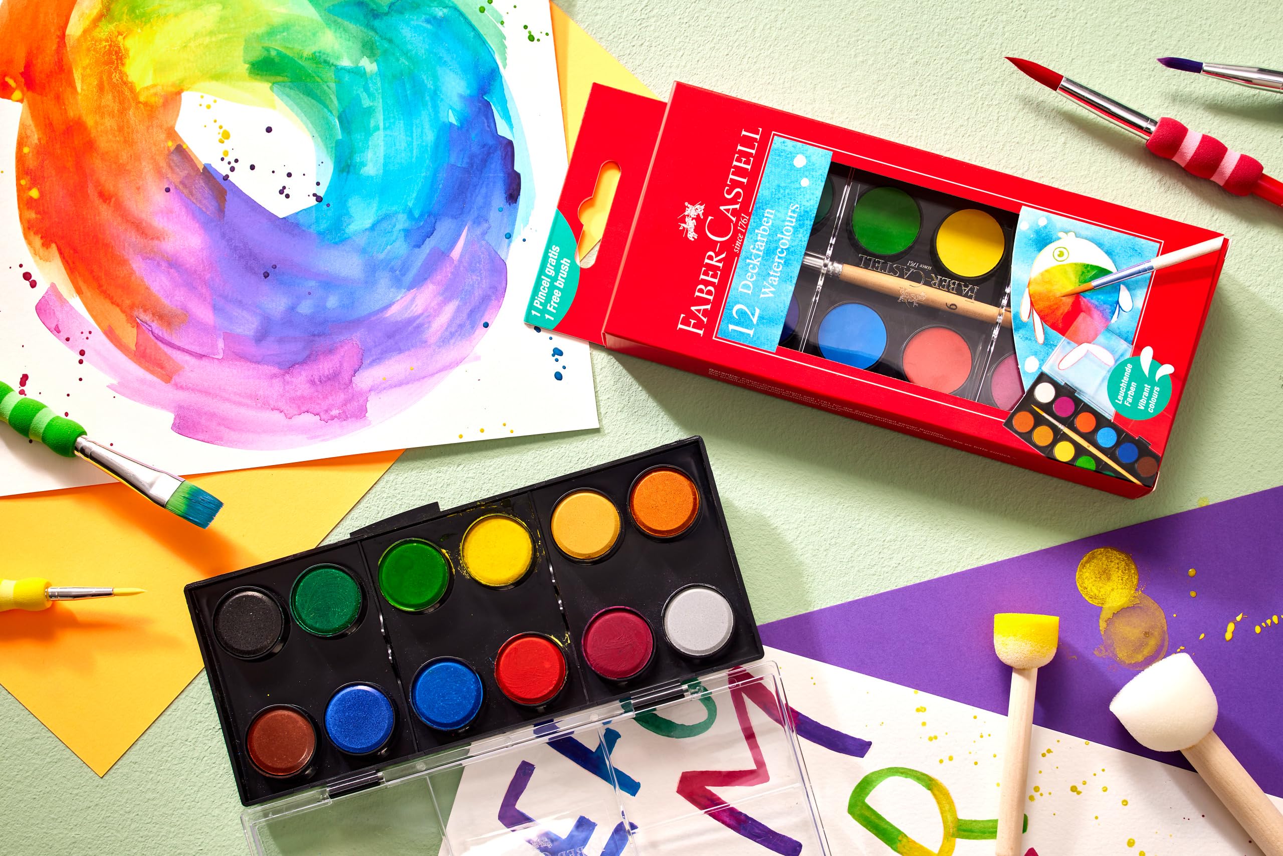 Faber-Castell Watercolour Paint Box - 12 Colours, Small Version - Image 5